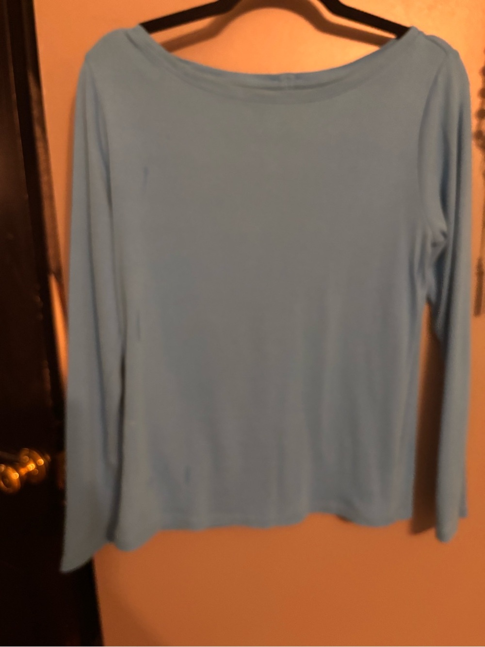 Ann Taylor Light Blue Long Sleeve Boatneck Top